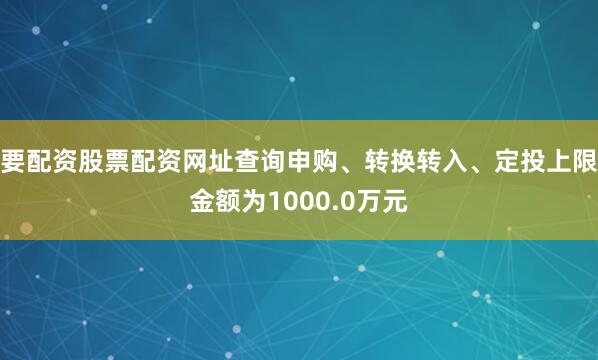 要配资股票配资网址查询申购、转换转入、定投上限金额为1000.0万元